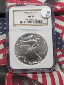 1998 American Silver Eagle One Dollar, NGC MS 69
