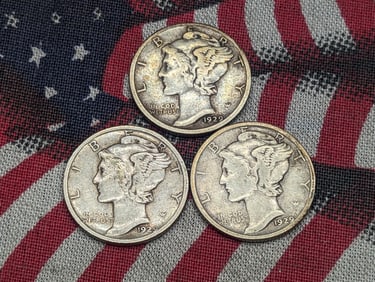 1929 P, D, & S Mercury Dimes