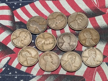1909 to 1918 Lincoln Wheat Cents - 11 Coins