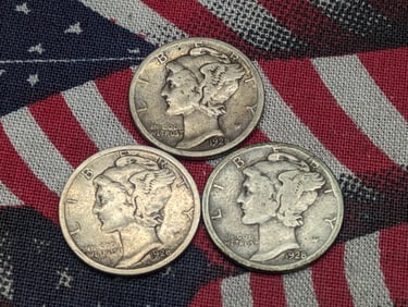 (1) 1928-S & (2) 1928-D Mercury Dimes