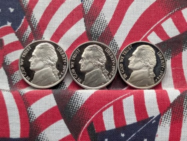 1992-S, 1993-S, 1994-S "Proof" Jefferson Nickels