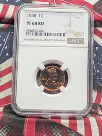 1958 Lincoln Wheat Cent, NGC PF 68 RD