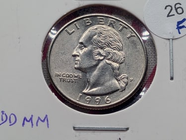 1996-P Washington Quater - DD Mint Mark Reverse Die Crack (#147)