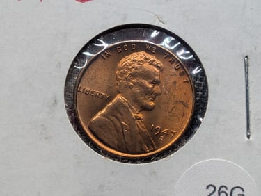 1947-D GEM BU RED Lincoln Wheat Cent