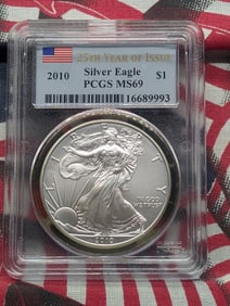 2010 American Silver Eagle One Dollar, PCGS MS69