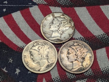 1920 P, D, & S Mercury Dimes
