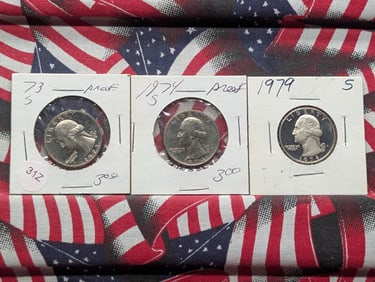1973-S, 1974-S, 1979-S "Proof" Washington Quarters