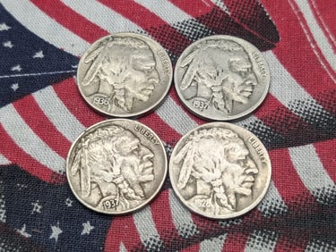 1928-D, 1936-S, 1937, 1937-D Indian Head Buffalo Nickels 4 coins