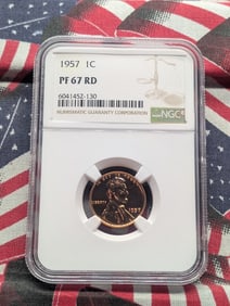 1957 Lincoln Wheat Cent, NGC PF 67 RD