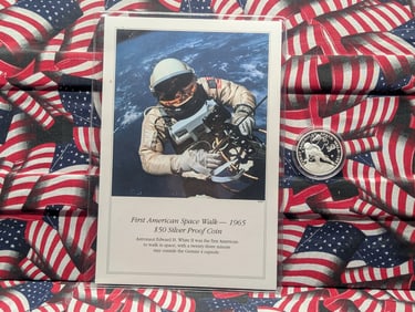 1965 Marshall Islands $50 Silver Proof Coin "First American Space Walk" .999 Fine Silver One Troy