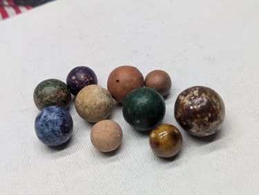10 Civil War Era Marbles, 1860's, With Bennington's