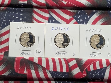 2011-S, 2012-S, 2013-S Proof Jefferson Nickels