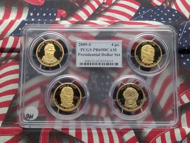 2009-S Presidential Dollar Set, 4 Coins, PCGS PR69DCAM
