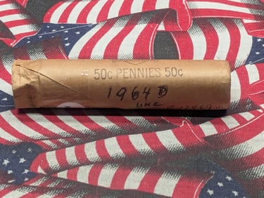 (50) 1964-D Lincoln Memorial Cents, Mint, Red UNC