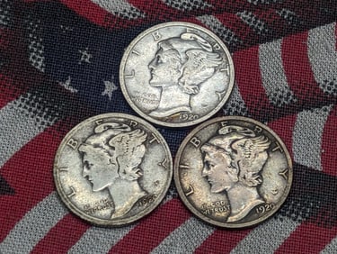 1920 P, D, & S Mercury Dimes