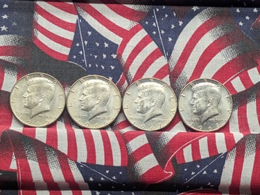 1965, 1966, 1967, & 1968-D Kennedy Half Dollars. 40% Silver