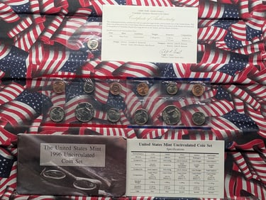 1996 P & D U.S. Mint Uncirculated Coin Set Original Government Packaging Includes the Rare West