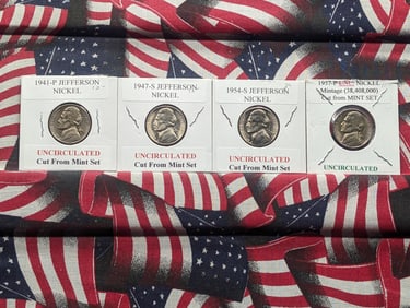 1941-P, 1947-S, 1954-S, & 1957-P Jefferson Nickels