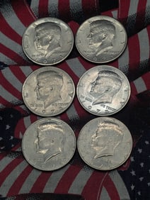 (6) Kennedy Half Dollars (2) 1971-D, (2) 1972-P, (2) 1974-P