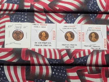 1979-S, 1980-S, 1981-S, & 1982-P Lincoln Memorial Cents