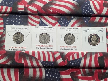 1982-P, (2) 1982-D, & 1982-S Jefferson Nickels