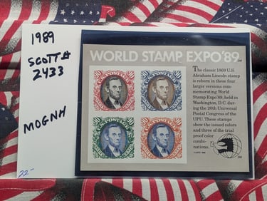 1989 World Stamp Expo Set, Scott # 2433 Mint, Original Gum, Never Hinged