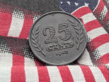 1942 - 25 Cent Nederland Coin Nicely Circulated