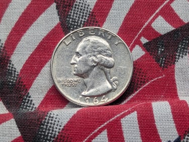 1964 D, UNC, 90% Silver, Washington Quarter, 61 Years Old