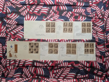 (7) Four Block First Day Covers, All Are Famous Americans