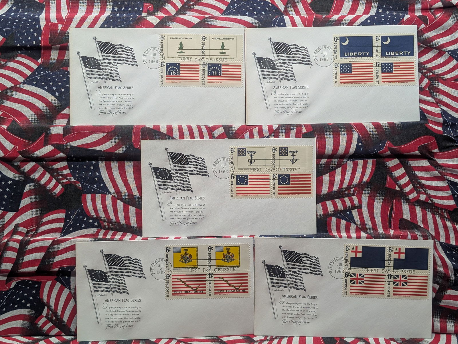 1968 Complete Set U.S. Historic Flags First Day Cachets, All Mint (1 of 6)