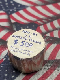 Unopened Roll Of Five Cent Washington Coil Stamps, All Mint, Original Gum, Never Hinged