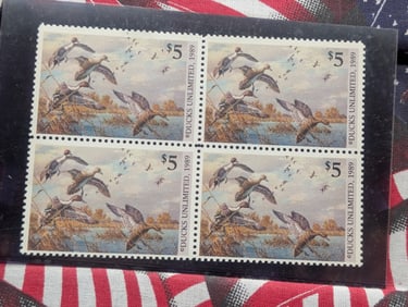 (4) Ducks Unlimited Four Block Stamps, All Mint, Original Gum, Never Hinged