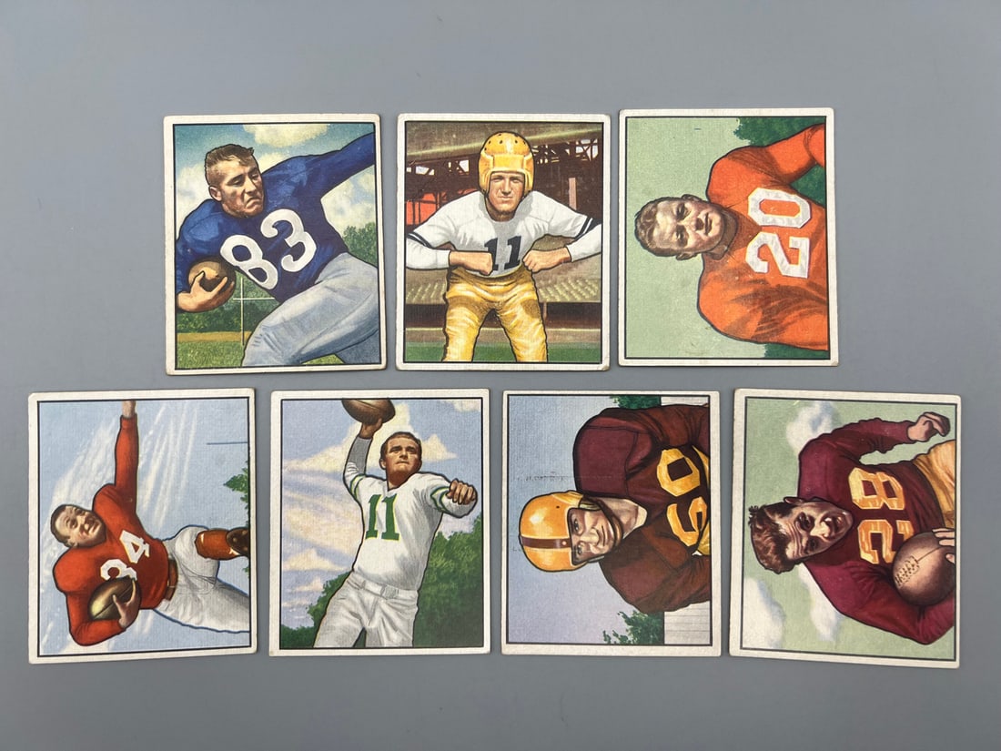 Lot of (7) 1950 Bowman Football Cards - Varying Conditions (1 of 2)