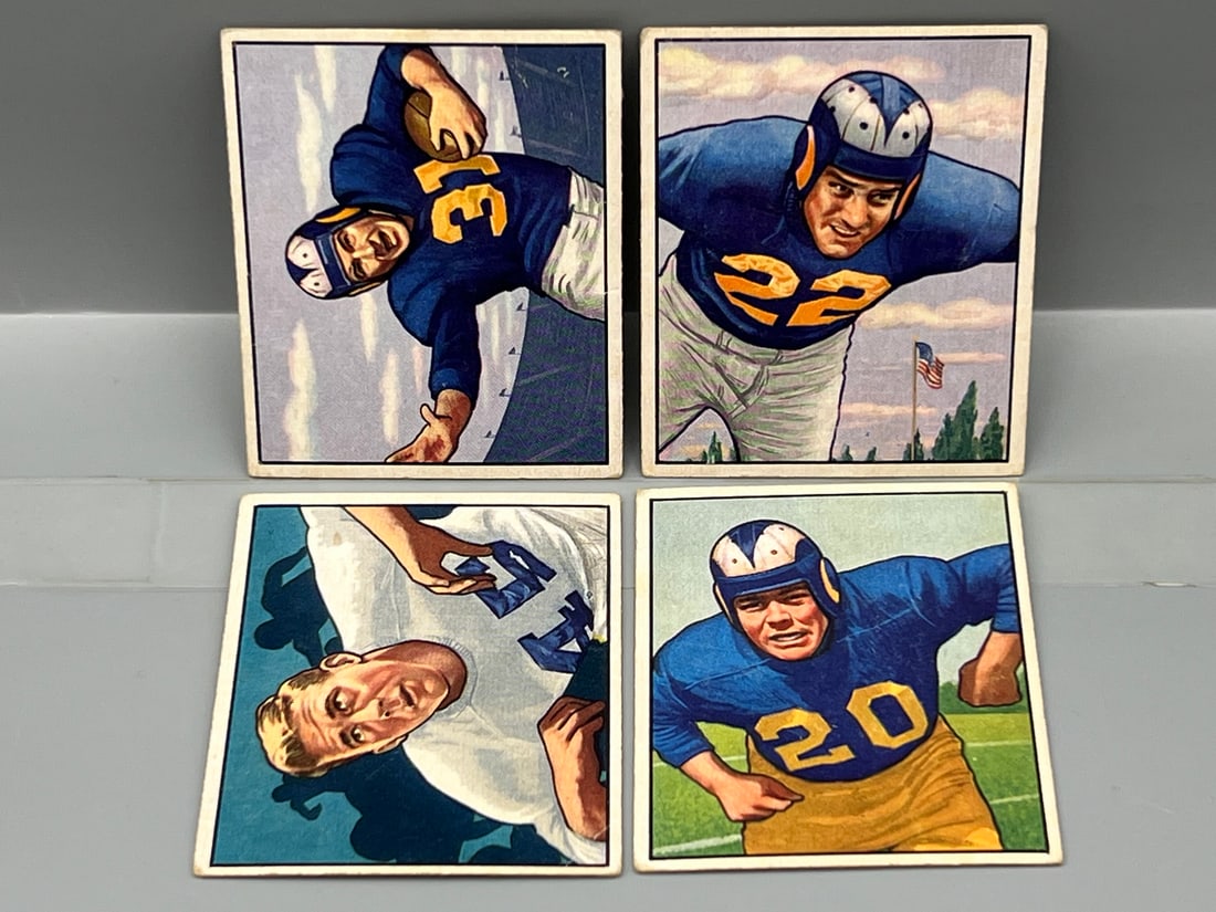 (Lot Of 4) 1950 Bowman Football Rams - #53, #85, #86, #87: (Lot Of 4) 1950 Bowman Football Rams - #53, #85, #86, #87