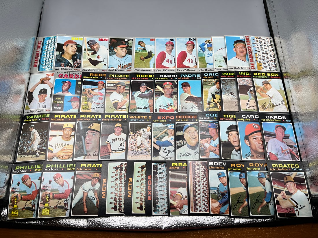 (Lot Of 45) 1970-1971 Topps Singles W/ Team Cards, Stars - Ted Williams, Santo, Etc: (Lot Of 45) 1970-1971 Topps Singles W/ Team Cards, Stars - Ted Williams, Santo, Etc