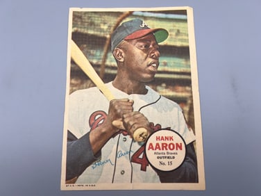 1967 Topps Pin-Ups Posters Hank Aaron #15