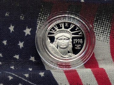 1/10th Oz. .999 PURE PLATINUM 1998-W $10.00 American Platinum Eagle in Capsule