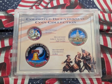 Colorized Bicentennial Coin Collection in Display w/ COA