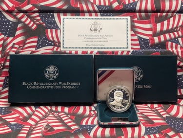 1998-S PROOF Black Revolutionary War Patriots Commemorative Silver Dollar in OGP w/ COA
