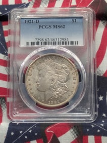 1921-D Morgan Silver Dollar - PCGS MS62