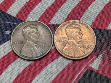 1909 VDB & 1910-S Lincoln Wheat Cents (2 PCS)