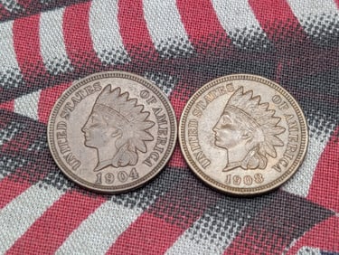 1904 & 1908 Indian Head Cents *Both AU*
