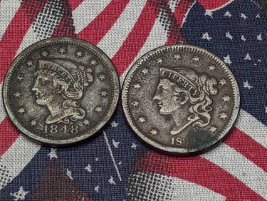 1838 Coronet Head & 1848 Braided Hair Large Cents (2 PCS)