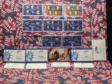 2006-S, 2007-S & 2008-S U.S. Mint Proof Sets in OGP, One Has Cracked Case.