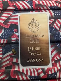 1/100th Troy Oz. .9999 FINE GOLD Scottsdale Mint Designed Art Bar