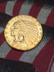 1909-D Indian Head $5.00 GOLD Half Eagle - AU+