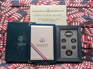 1997-P&S U.S. Mint Prestige Set in OGP w/ COA - Botanic Gardens Commem Silver Dollar