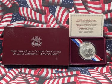 1996-D UNC Atlanta Centennial Olympic Wheelchair Commem Silver Dollar in OGP w/ COA