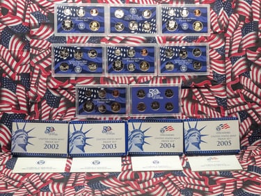 2002-S, 2003-S, 2004-S, & 2005-S U.S. Mint Proof Sets in OGP (4 PCS)