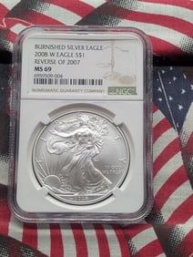 2008-W Burnished American Silver Eagle - NGC MS69 *REVERSE of 2007*
